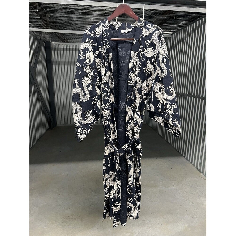 Women's Japanese Kimono Long Robe Dragons XL
